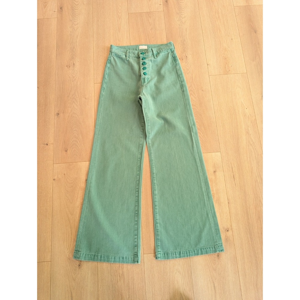 Mother Swooner Pixie Roller Flood Jeans Size 24 Shootin the Breeze Cadmium Green
